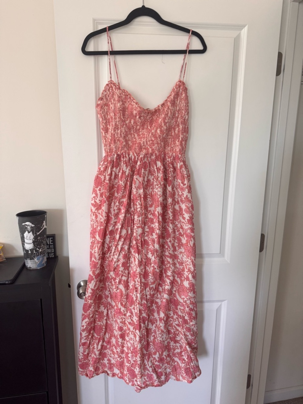 Free People Pink Floral Smocked Maxi Dress